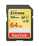 כרטיס זיכרון SanDisk Extreme SDXC Card 64GB 150MB/s V30 UHS-I U3 Class 10 UHS-I - אחריות לכל החיים ע"י היבואן הרשמי