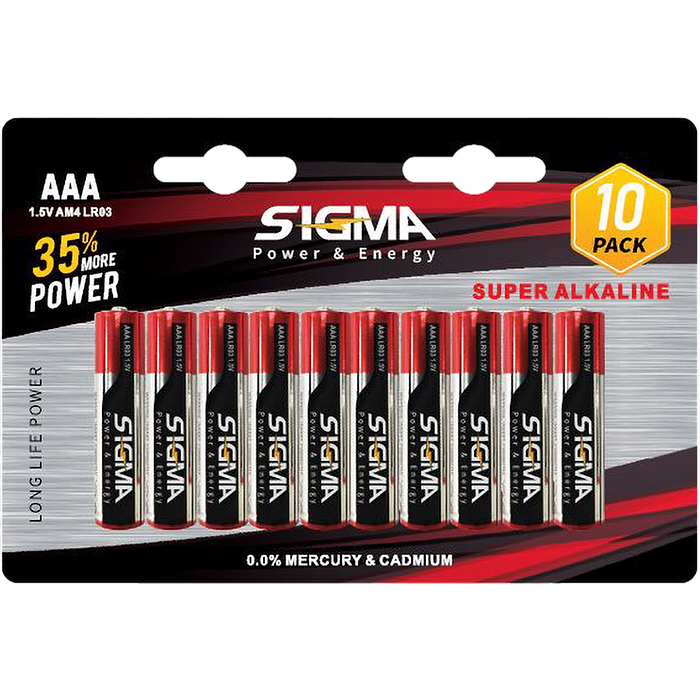 מארז 10 סוללות Sigma Alkaline AAA LR03