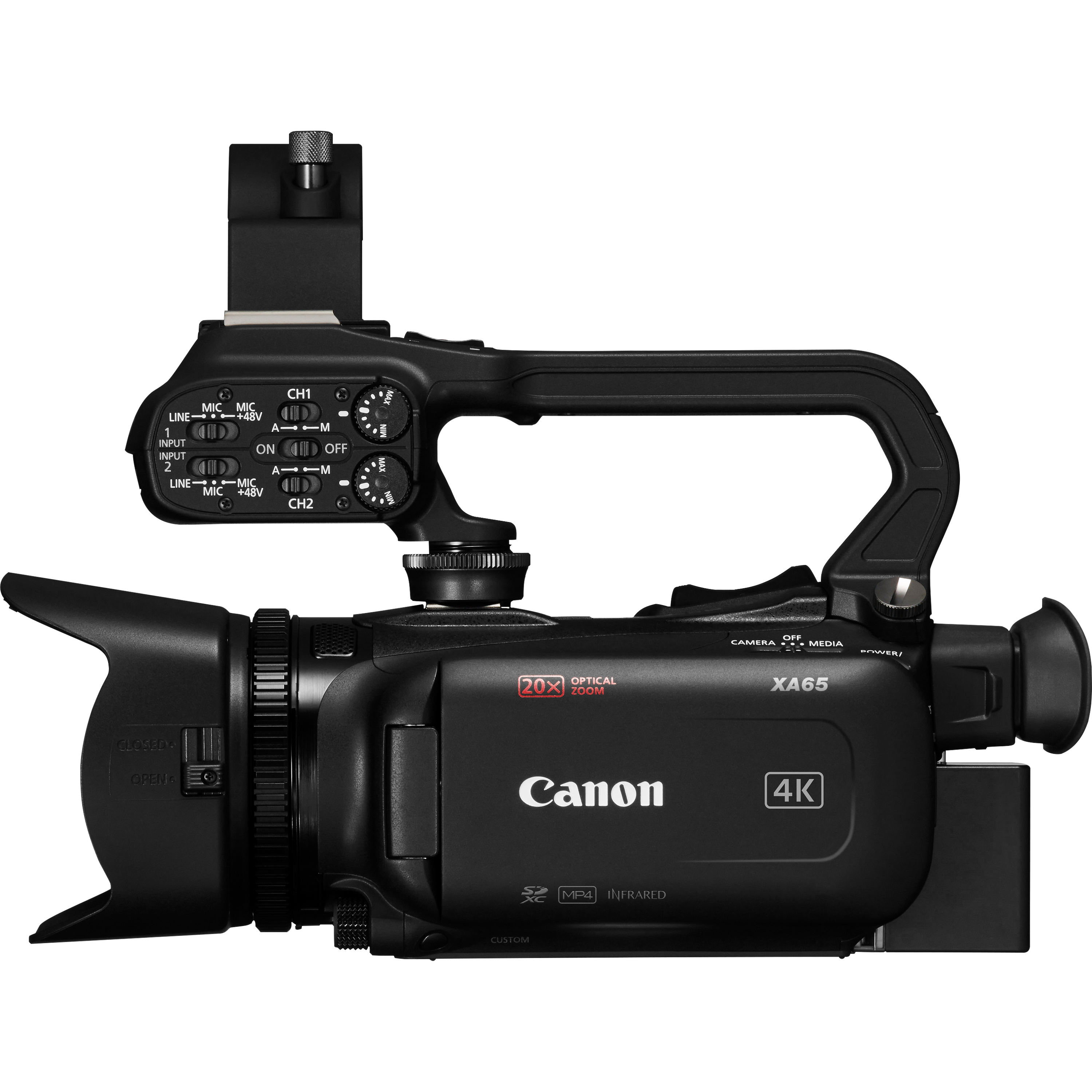 מצלמת וידאו מקצועית Canon XA65 UHD 4K - צבע שחור שלוש שנות אחריות ע