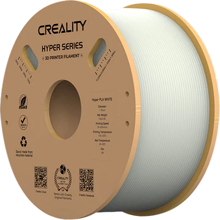 סליל Creality Filament Pla Hyper 1.75mm 1Kg  - צבע לבן אחריות ע"י יבואן רשמי