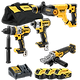 סט DeWALT 18V הכולל מברגת אימפקט, מקדחה, פטישון ומשחזת זווית – כולל 3 סוללות 18V 5Ah ומטען מהיר 887/263/413/999/P3-5AH  DeWALT