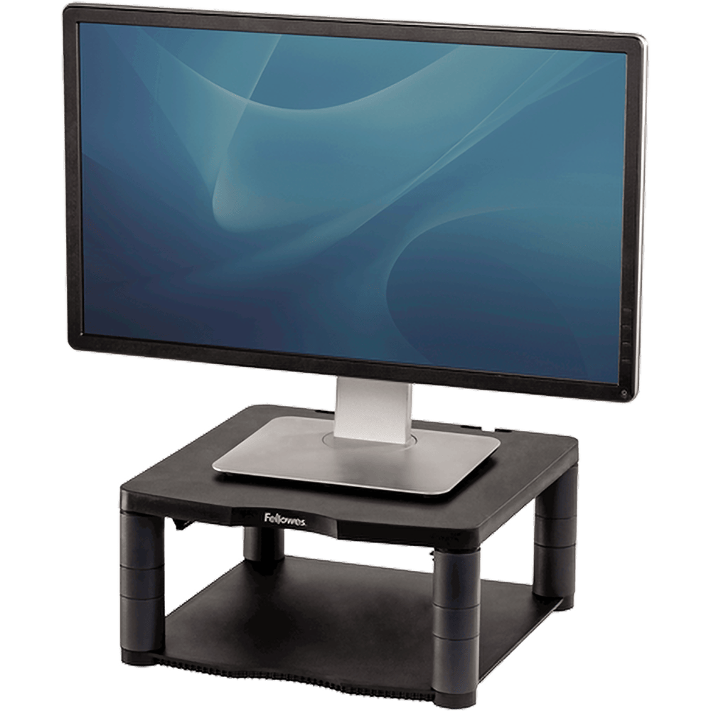 מעמד הגבהה שולחני עם מדף למסך מחשב Fellowes Premium - צבע שחור