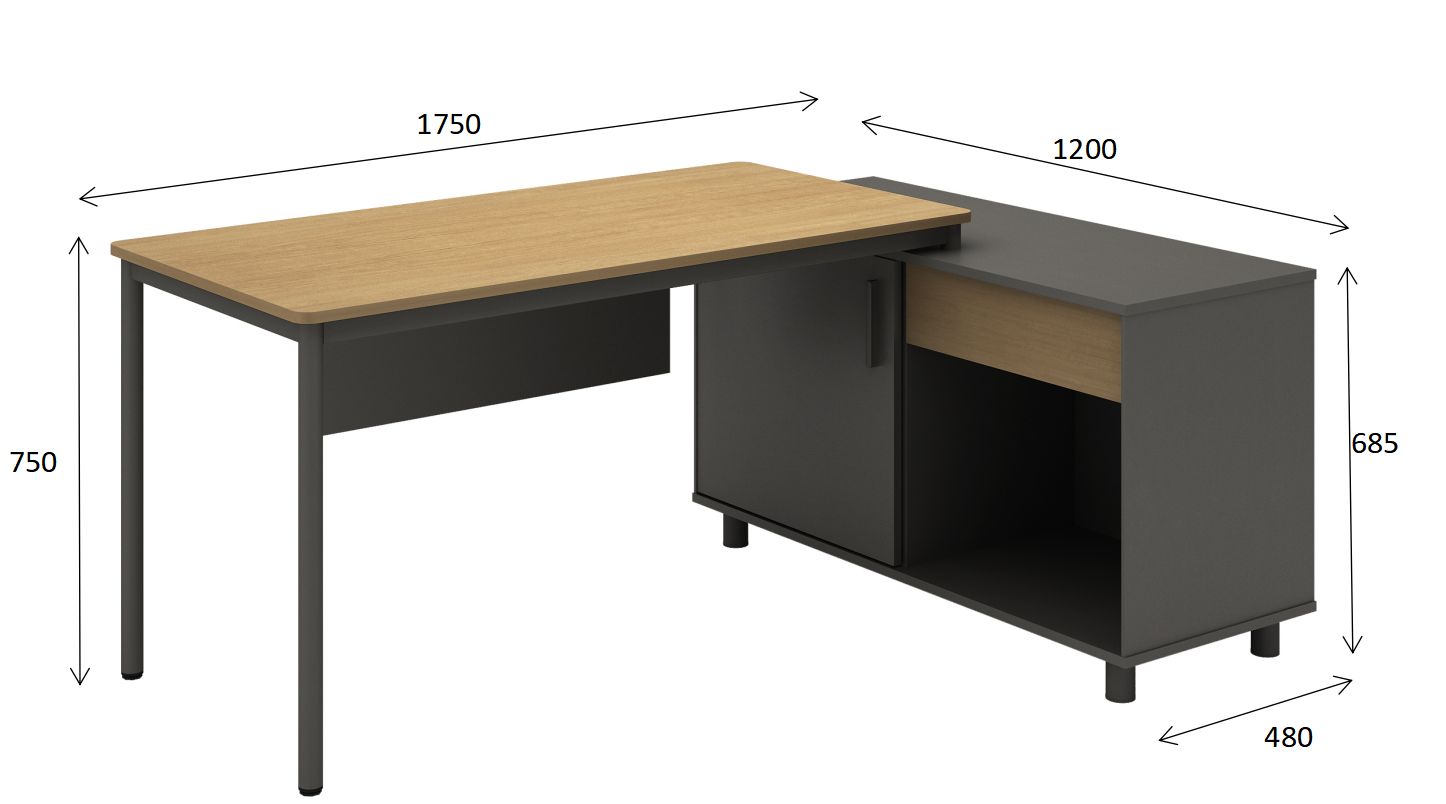 שולחן עם שלוחה ואזור אחסון למחשב דגם מקס מבית KEISAR