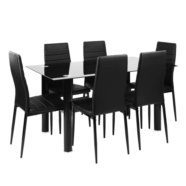 פינת אוכל עם 4 כיסאות דגם וונציה צבע שחור HOMAX