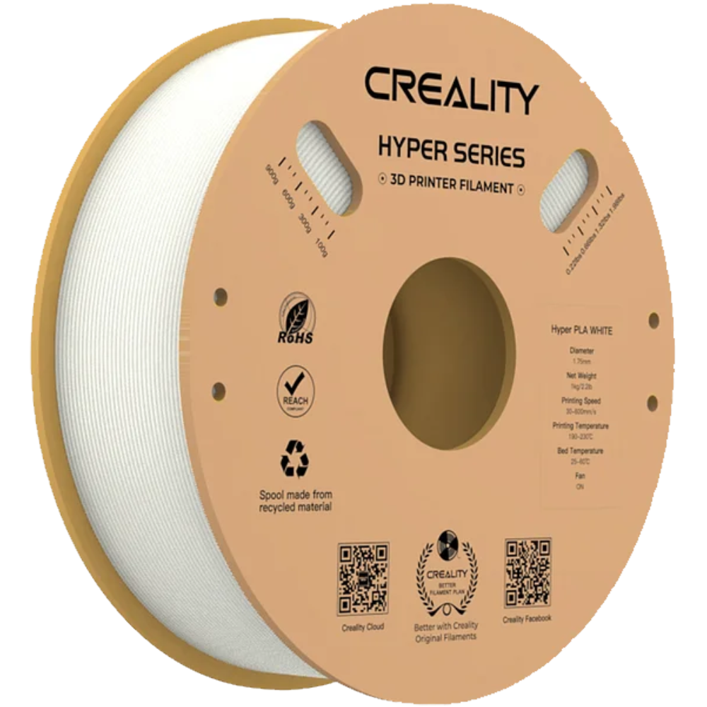 סליל Creality Filament Pla Hyper 1.75mm 1Kg  - צבע לבן אחריות ע