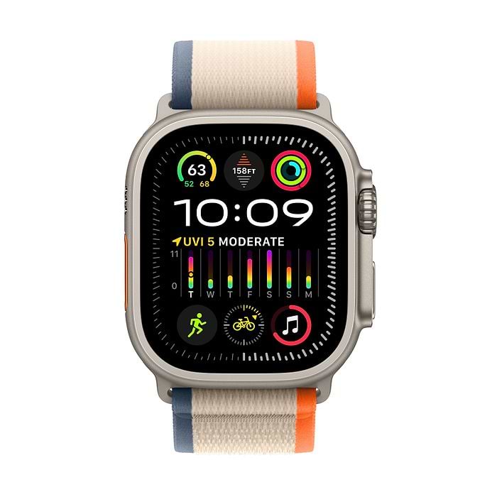 שעון חכם - Apple Watch Ultra 2 GPS + Cellular, 49mm Titanium Case with Orange/Beige Trail Loop S/M שנה אחריות עי היבואן הרשמי