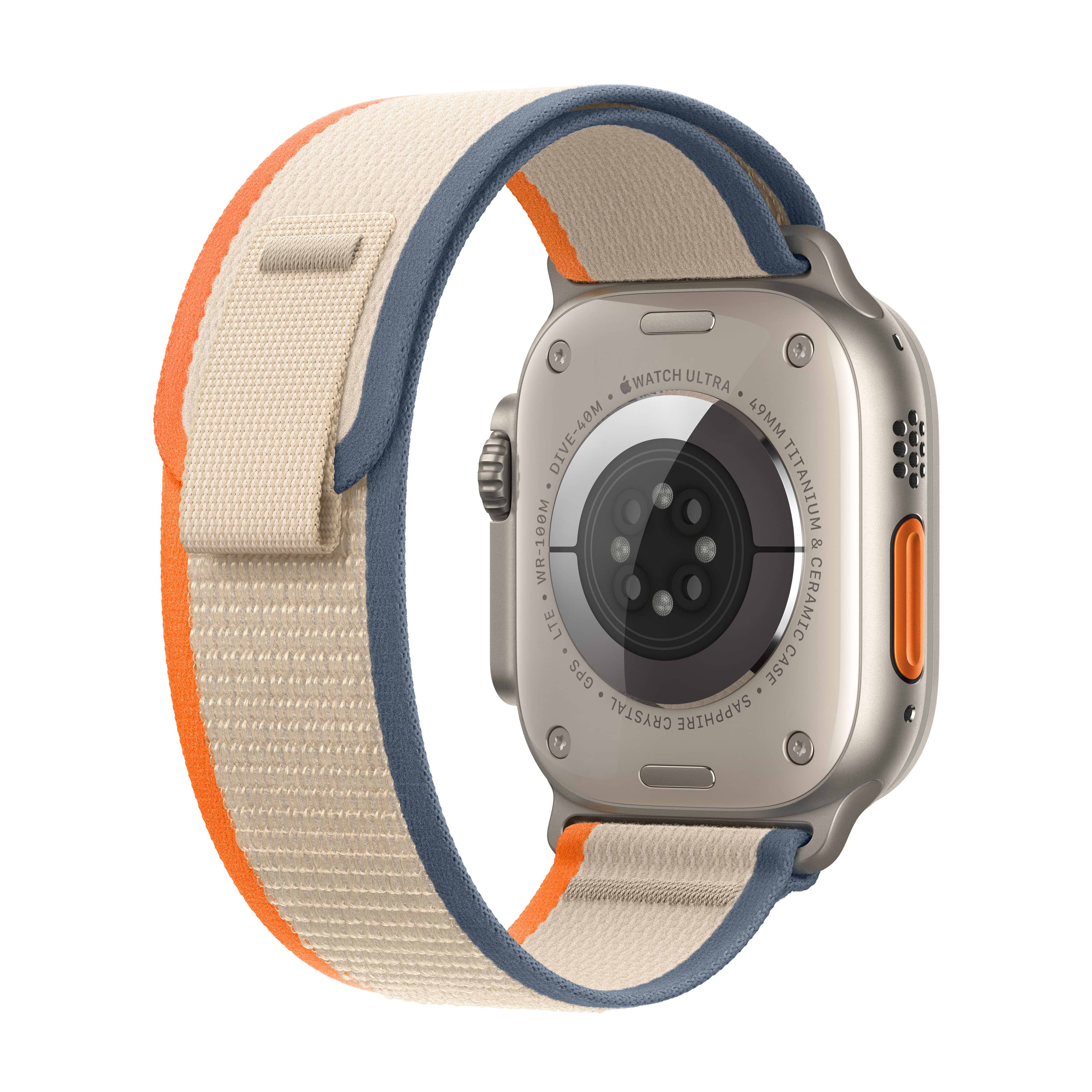 שעון חכם - Apple Watch Ultra 2 GPS + Cellular, 49mm Titanium Case with Orange/Beige Trail Loop S/M שנה אחריות ע