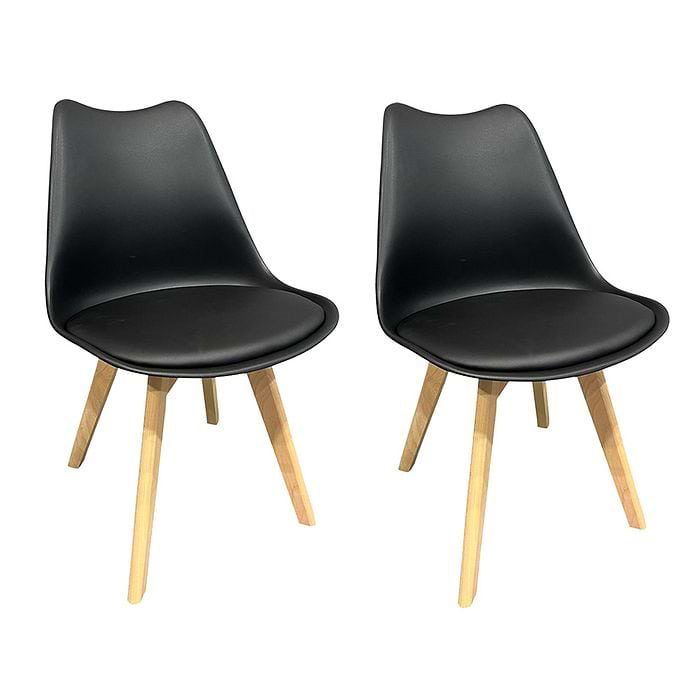 זוג כסאות אוכל עם רגלי עץ בלאק Home Decor בצבע שחור