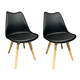 זוג כסאות אוכל עם רגלי עץ בלאק Home Decor בצבע שחור