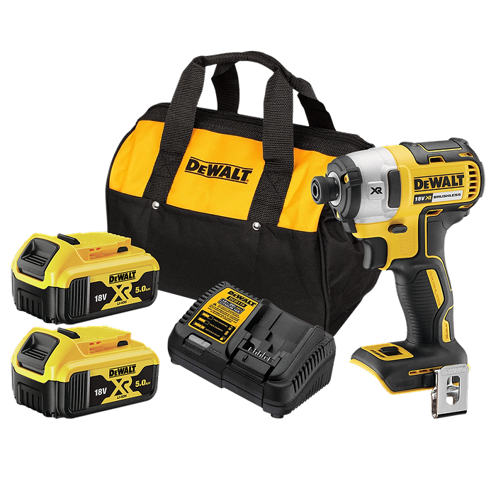 מברגת אימפקט בראשלס  DeWALT DCF887 18V/20V XR Li-Ion Brushless – כולל 2 סוללות 18V 5Ah ומטען מהיר