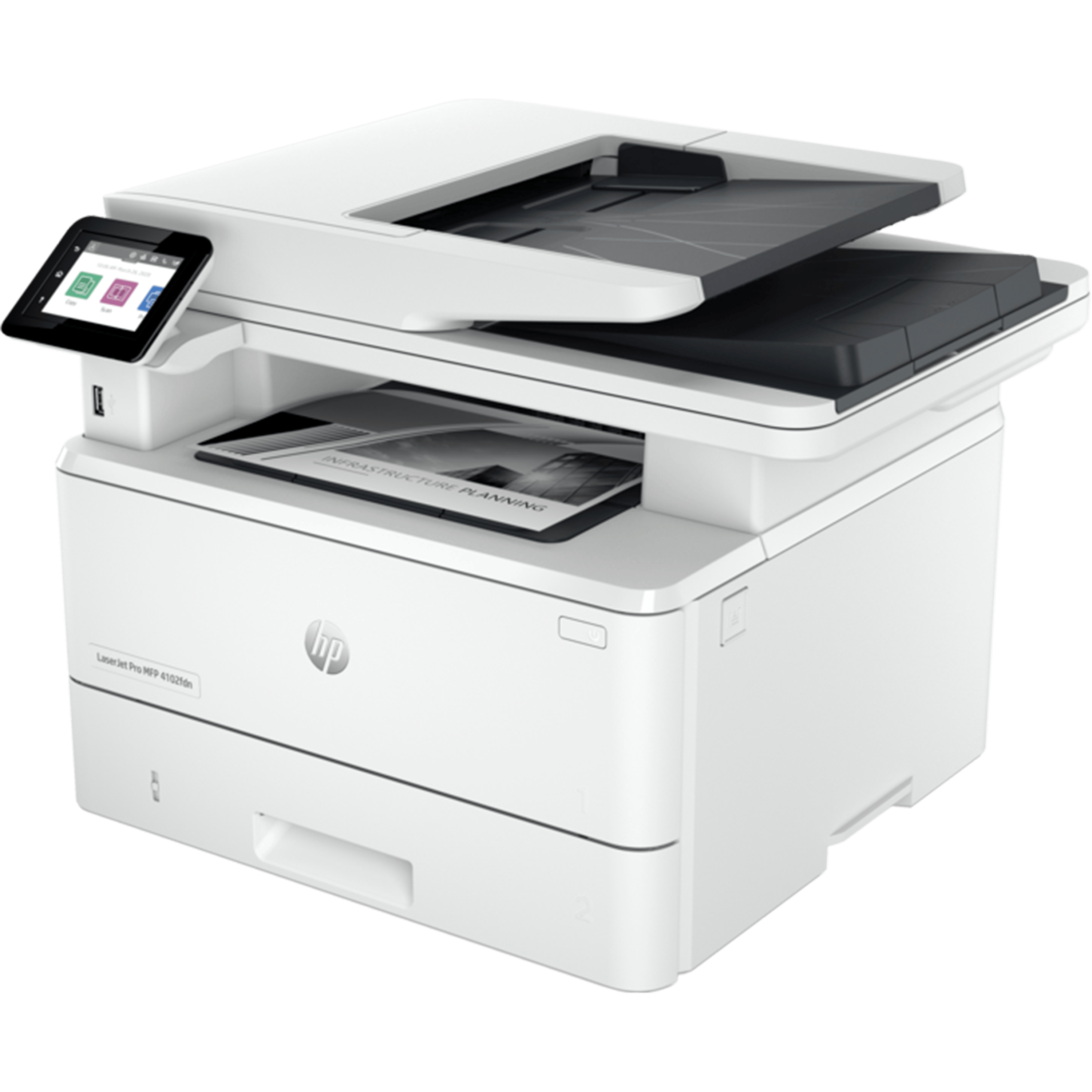 מדפסת לייזר משולבת HP LaserJet Pro MFP 4102fdn - צבע לבן שנה אחריות ע