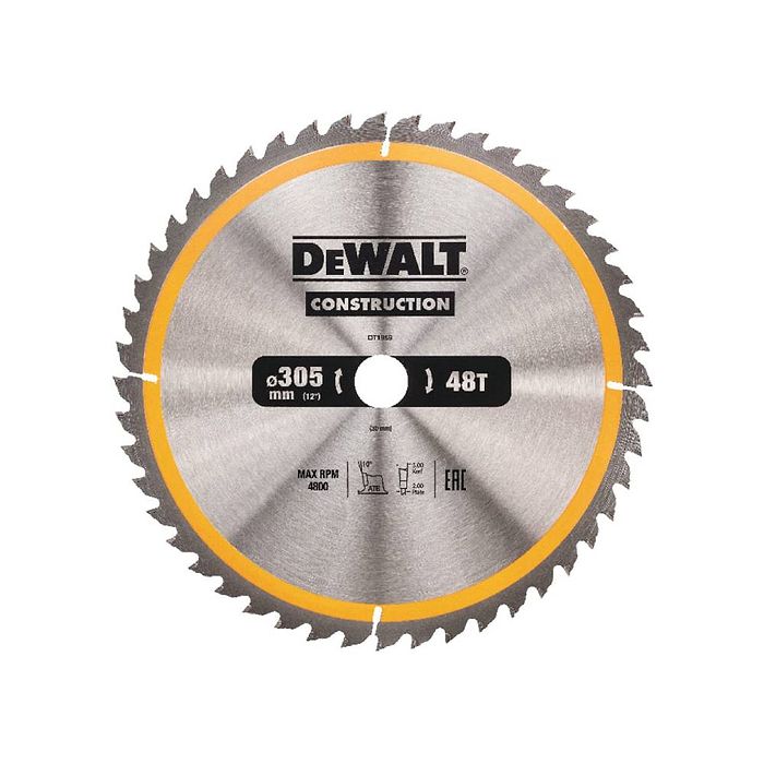 להב 305 ממ עם 48 שיניים לחיתוך עץ קוטר קדח 30 ממ דגם DT1959 מבית DeWALT