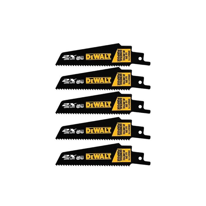 5 להבים שחורות 100 ממ למסור חרב לחיתוך מתכת ועץ דגם DWA4174 מבית DeWALT