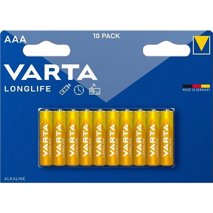 מארז 10 סוללות Varta Alkaline Longlife AAA LR03