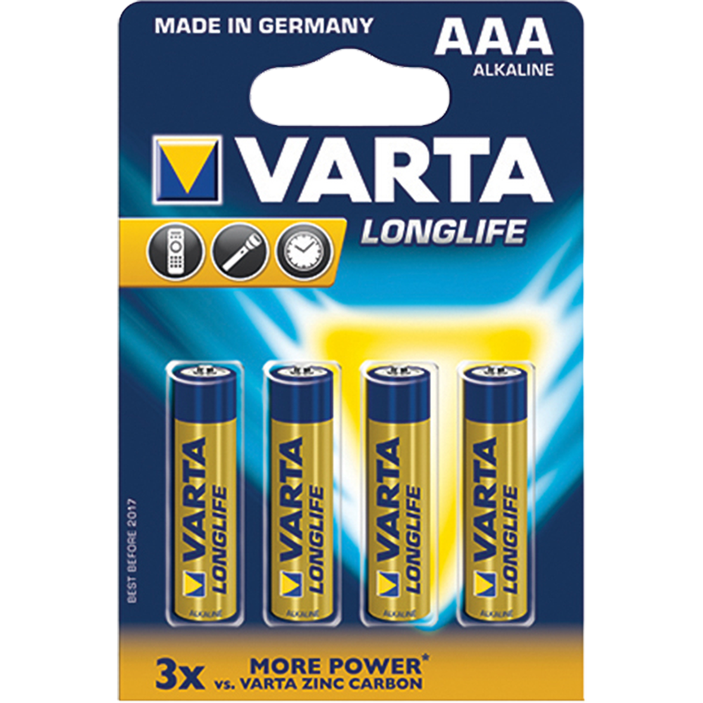 מארז 4 סוללות Varta Alkaline Longlife AAA LR03