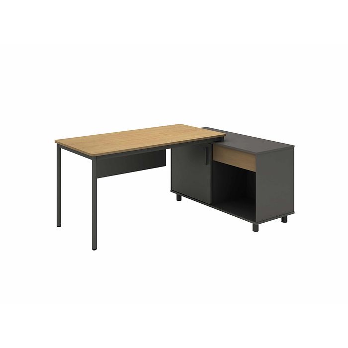 שולחן כולל שלוחה ואזור אחסון למחשב דגם מקס Keisar  - צבע אלון 