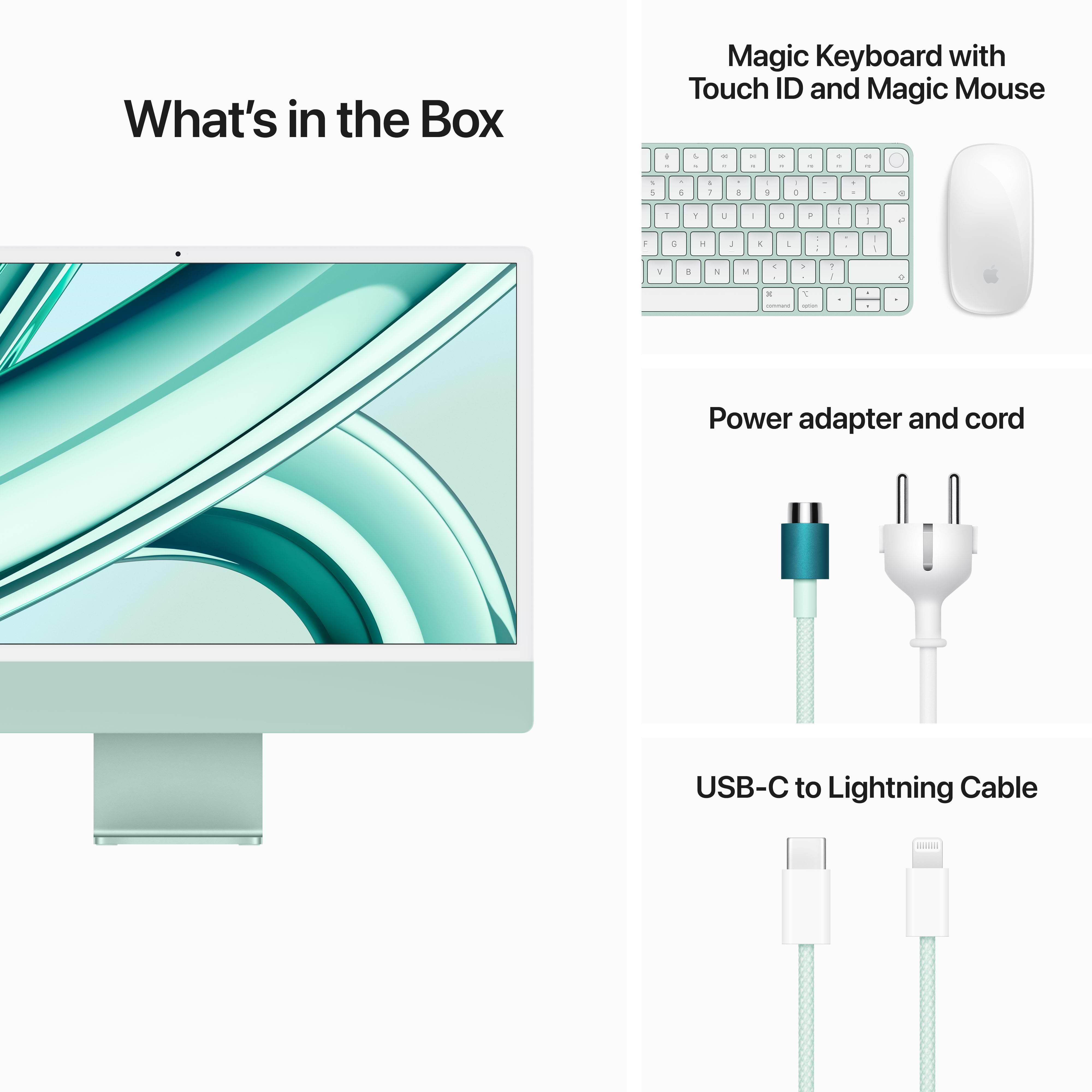 מחשב Apple iMac 24 - MQRP3HB/A M3 Chip 8-Core CPU 10-Core GPU 512GB SSD 8GB RAM - צבע ירוק שנה אחריות ע