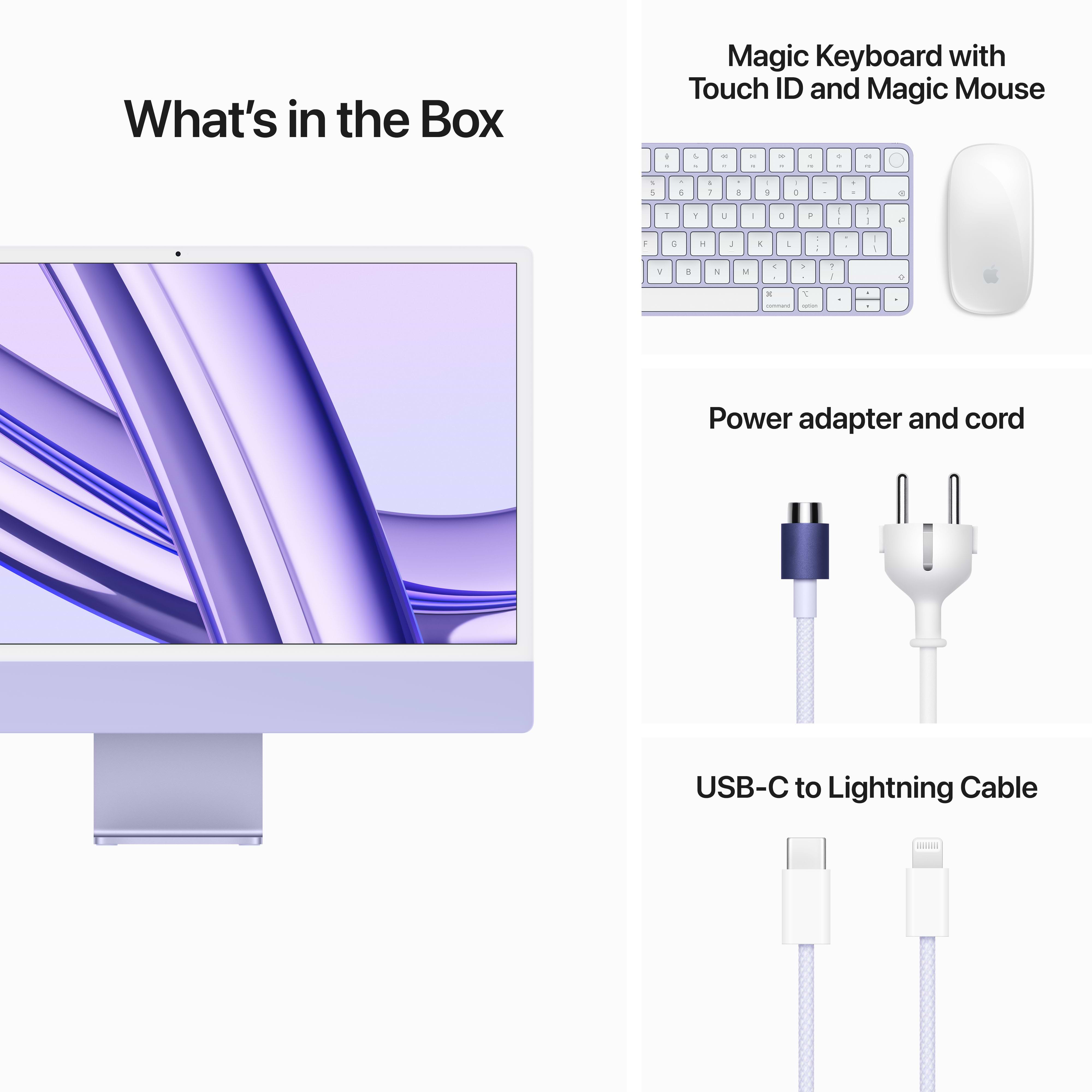 מחשב Apple iMac 24 - Z19P000F8 M3 Chip 8-Core CPU 10-Core GPU 512GB SSD 16GB RAM - צבע סגול שנה אחריות ע