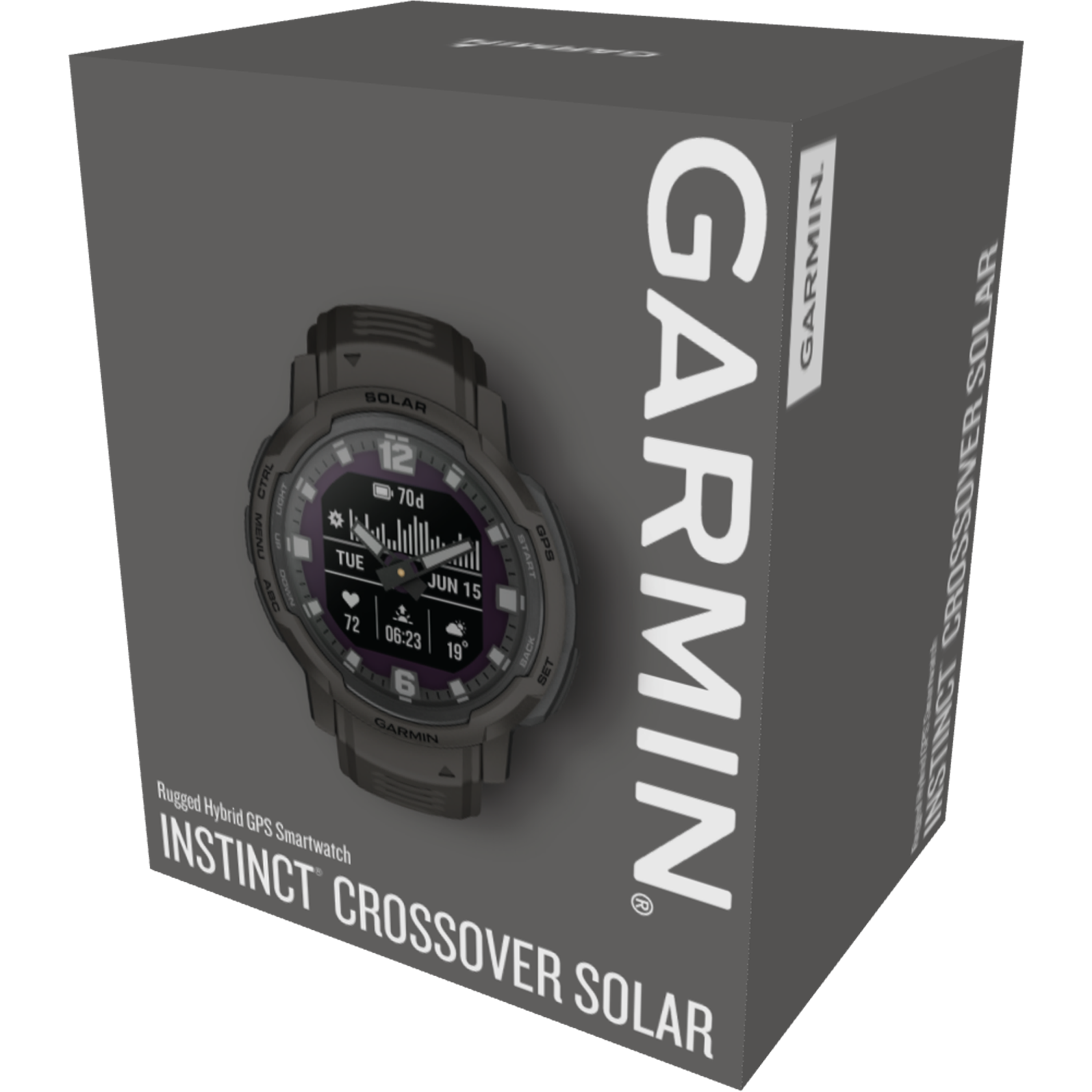 שעון ספורט חכם Garmin Instinct Crossover Solar Graphite 45mm GPS - צבע גרפיט שנתיים אחריות ע