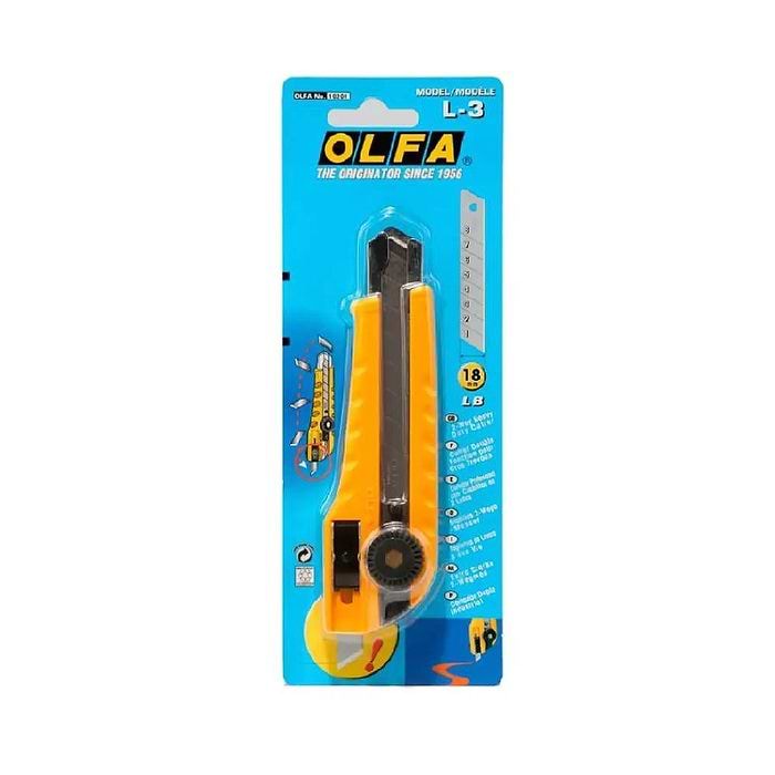 סכין דו כיוונית רוחב 18 ממ עם מעצור גלגל L-3 Olfa