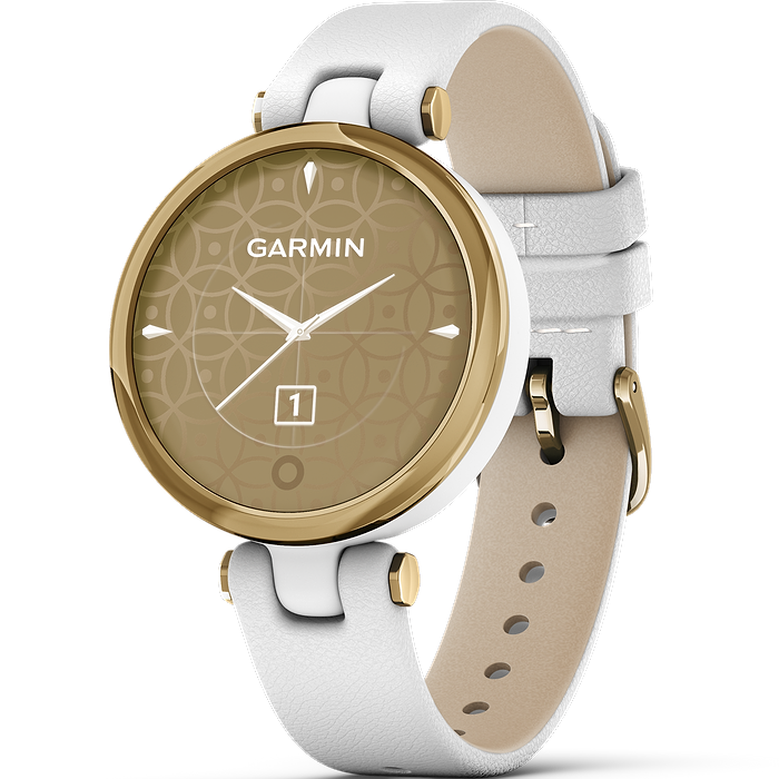 שעון ספורט חכם Garmin Lily Classic עם רצועת עור איטלקית - צבע לבן זהב שנתיים אחריות עי היבואן הרשמי