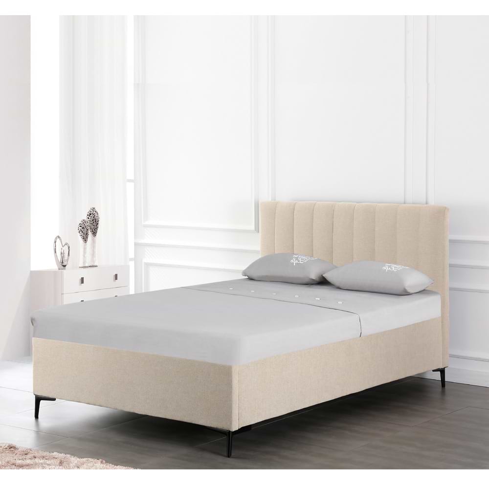 מיטה רחבה לנוער עם ארגז מצעים מונה קרם דגם Home decor 120X190