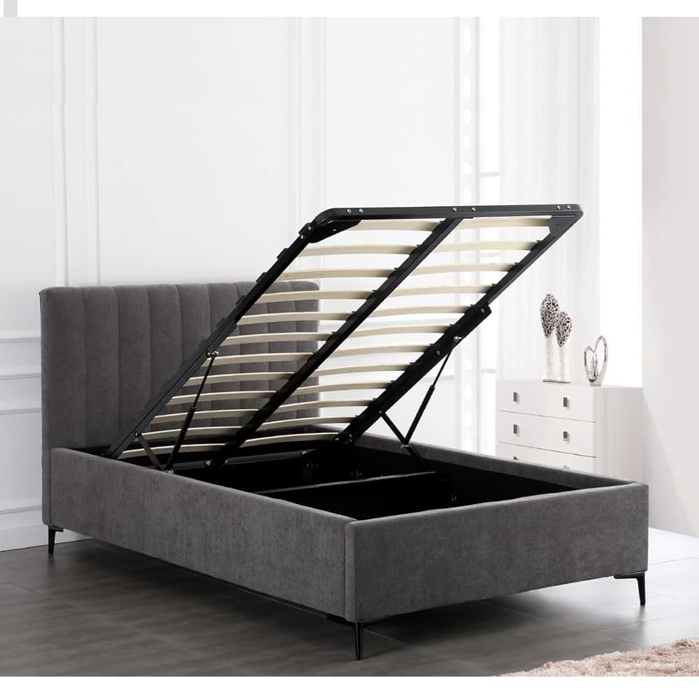 מיטה זוגית מרופדת עם ארגז מצעים ברנדי אפור דגם Home decor 160/200
