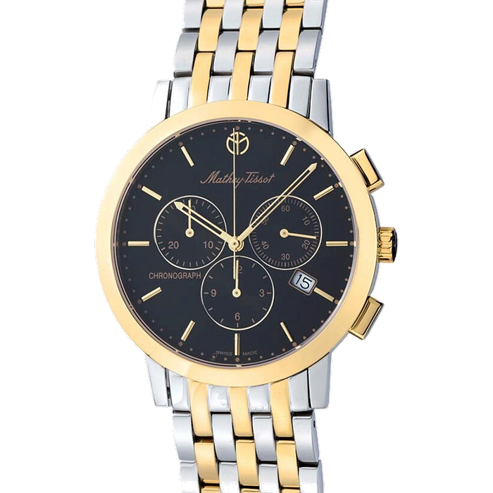 שעון יד לגבר Mathey Tissot H9315CHBN 40mm צבע זהב/כסף/שחור/כרונוגרף - אחריות לשנתיים עי היבואן