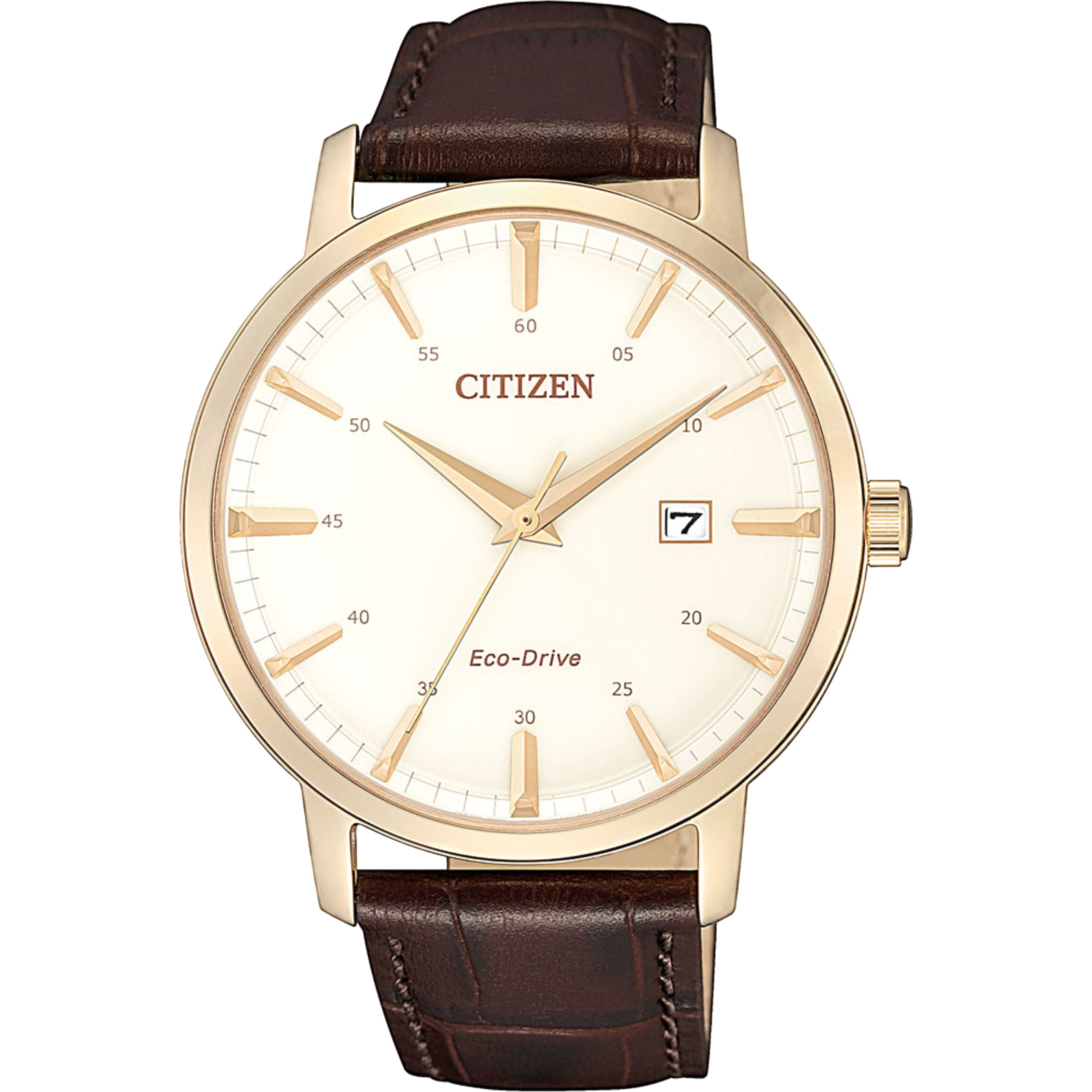 שעון יד לגבר מנגנון אקו דרייב Citizen BM7463-12A 40mm - צבע רוז גולד/עור חום אחריות לשנתיים