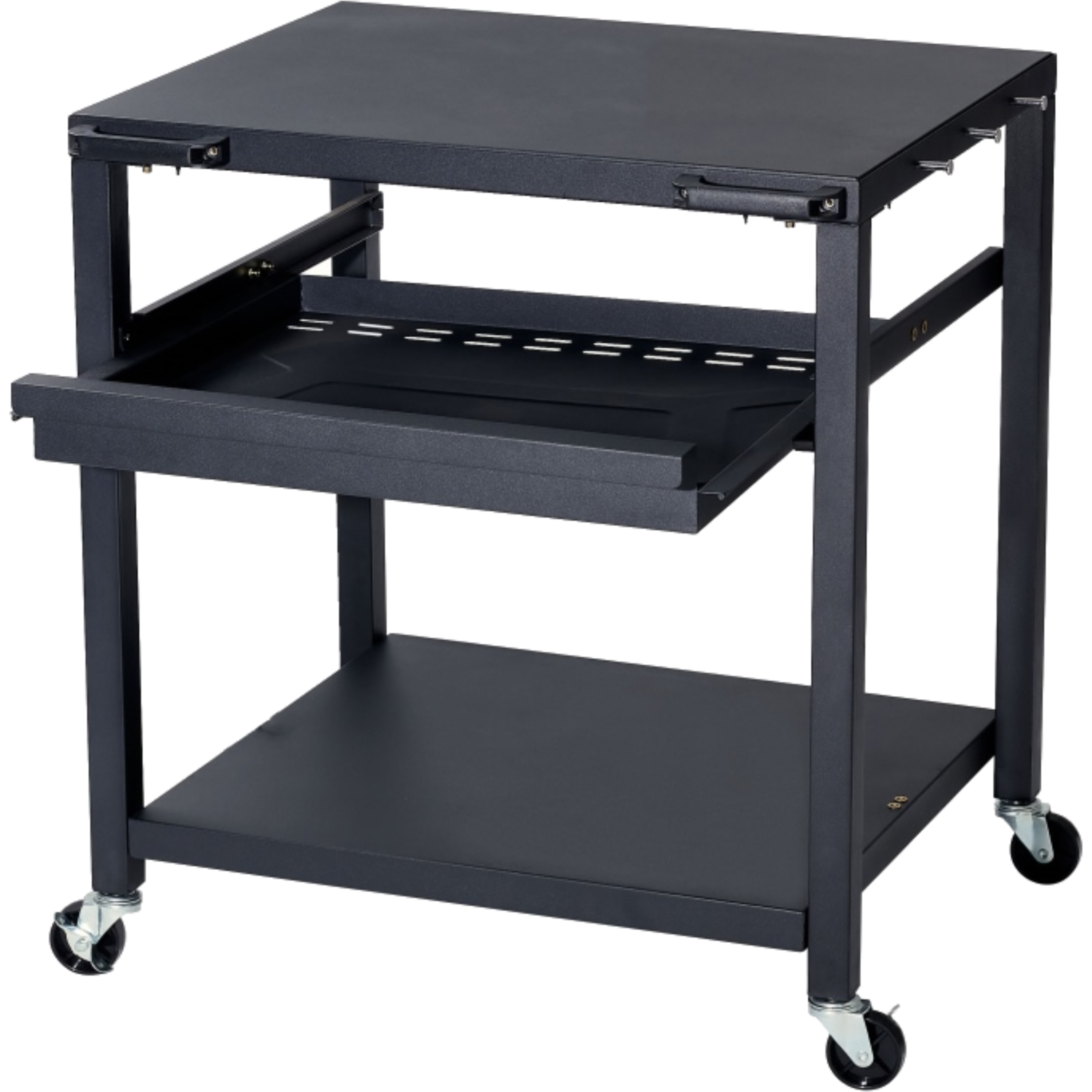 שולחן עגלה לטאבון VIKING משטח עליון 76x61 - צבע שחור