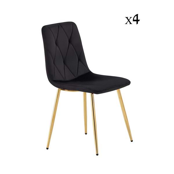 סט 4 כסאות אוכל בד קטיפה שחור עם רגלי זהב פוקט דגם Home decor
