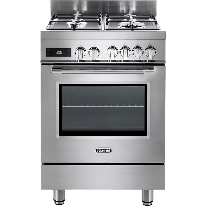 תנור משולב כיריים 4 להבות 60 סמ Delonghi PRO 66 MXL PZ-IL תוצרת איטליה -  גימור נירוסטה אחריות עי היבואן הרשמי