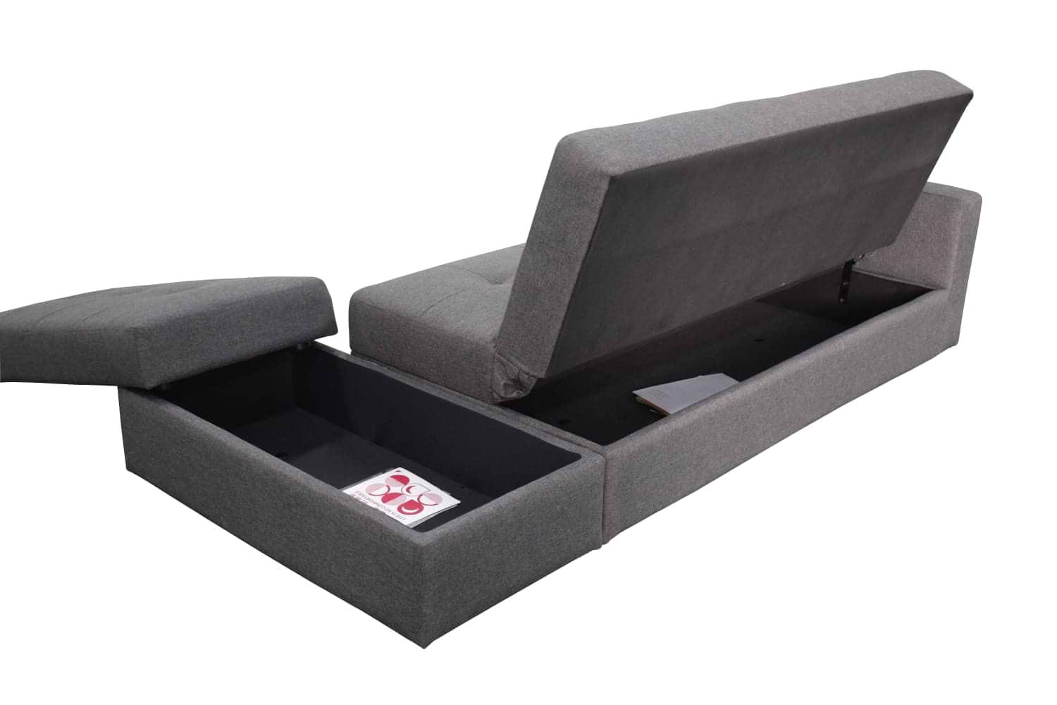 ספה מעוצבת נפתחת למיטה דגם מורן הכוללת הדום וארגז מצעים LEONARDO - צבע אפור כהה