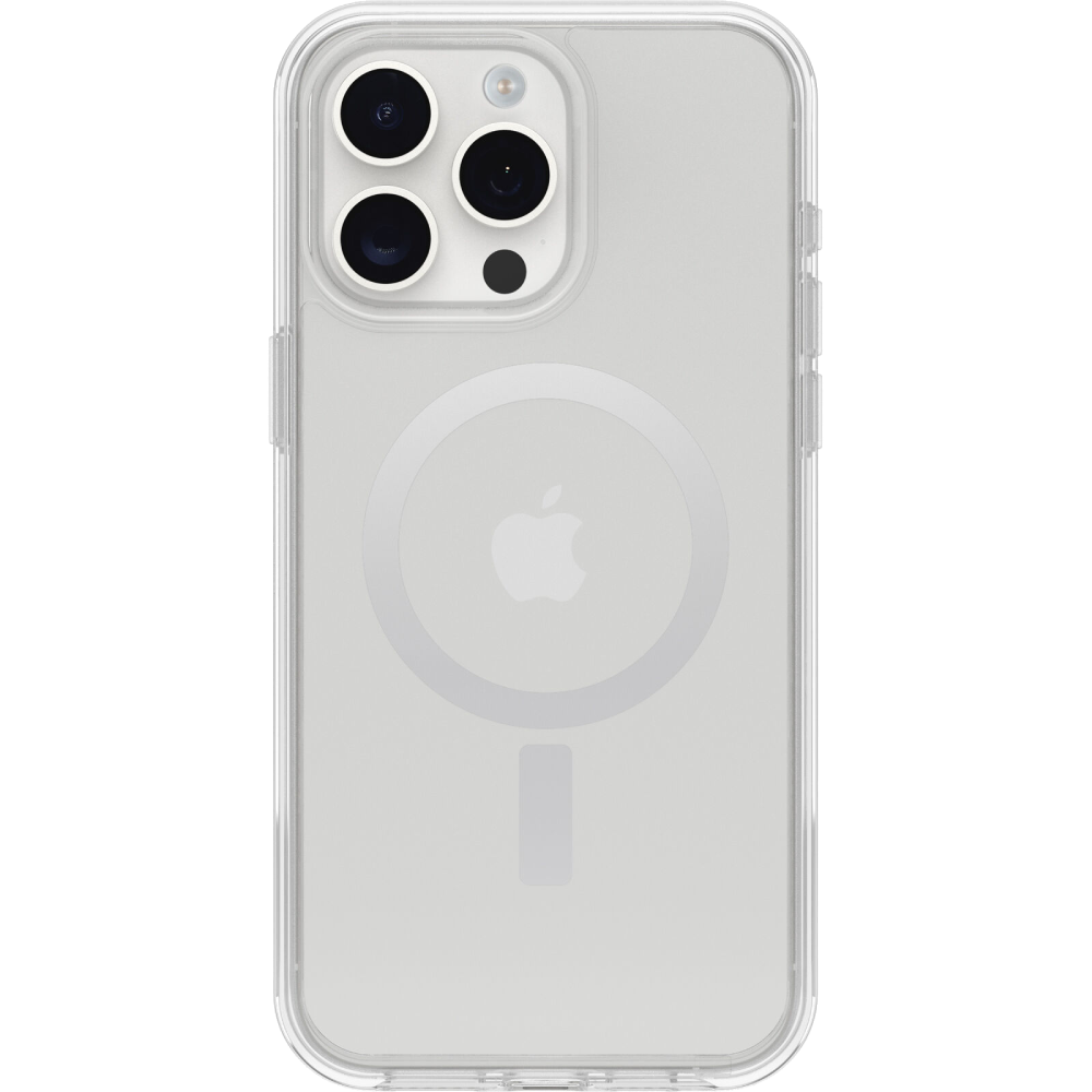 כיסוי לסמארפון OtterBox Symmetry ל- iPhone 15 Pro עם חיבור MagSafe - צבע שקוף שנה אחריות ע