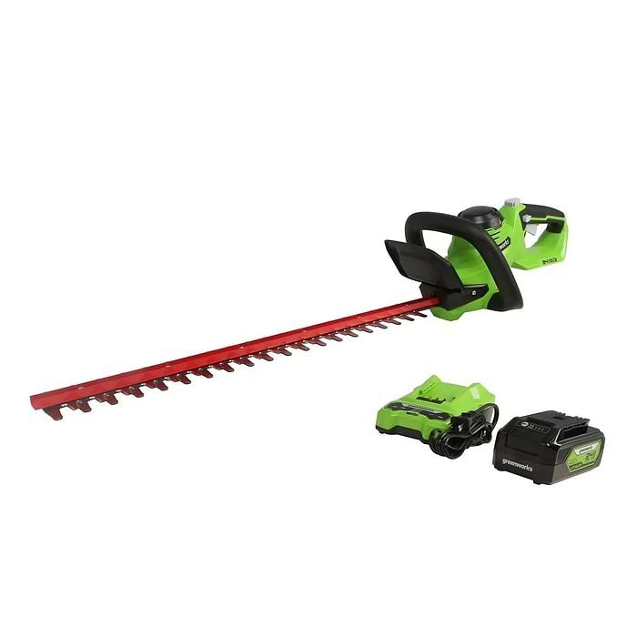 גוזם גדר חיה ''22 24V דגם Deluxe + סוללה 2.0Ah +מטען מהיר Greenworks