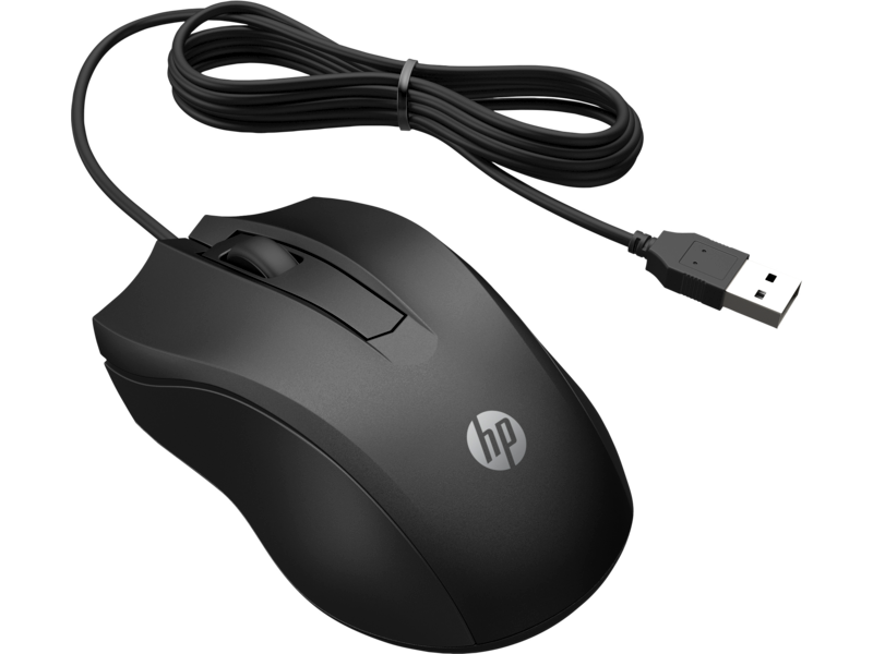 עכבר חוטי HP 100 - צבע שחור שנה אחריות ע"י היבואן הרשמי 