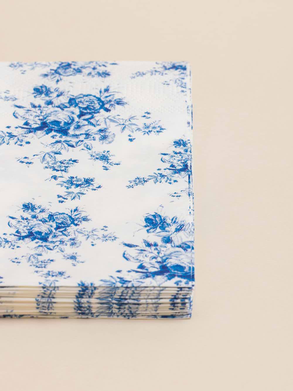 חבילת מפיות בעיצוב פרחים כחולים 16.5X16.5 ס”מ