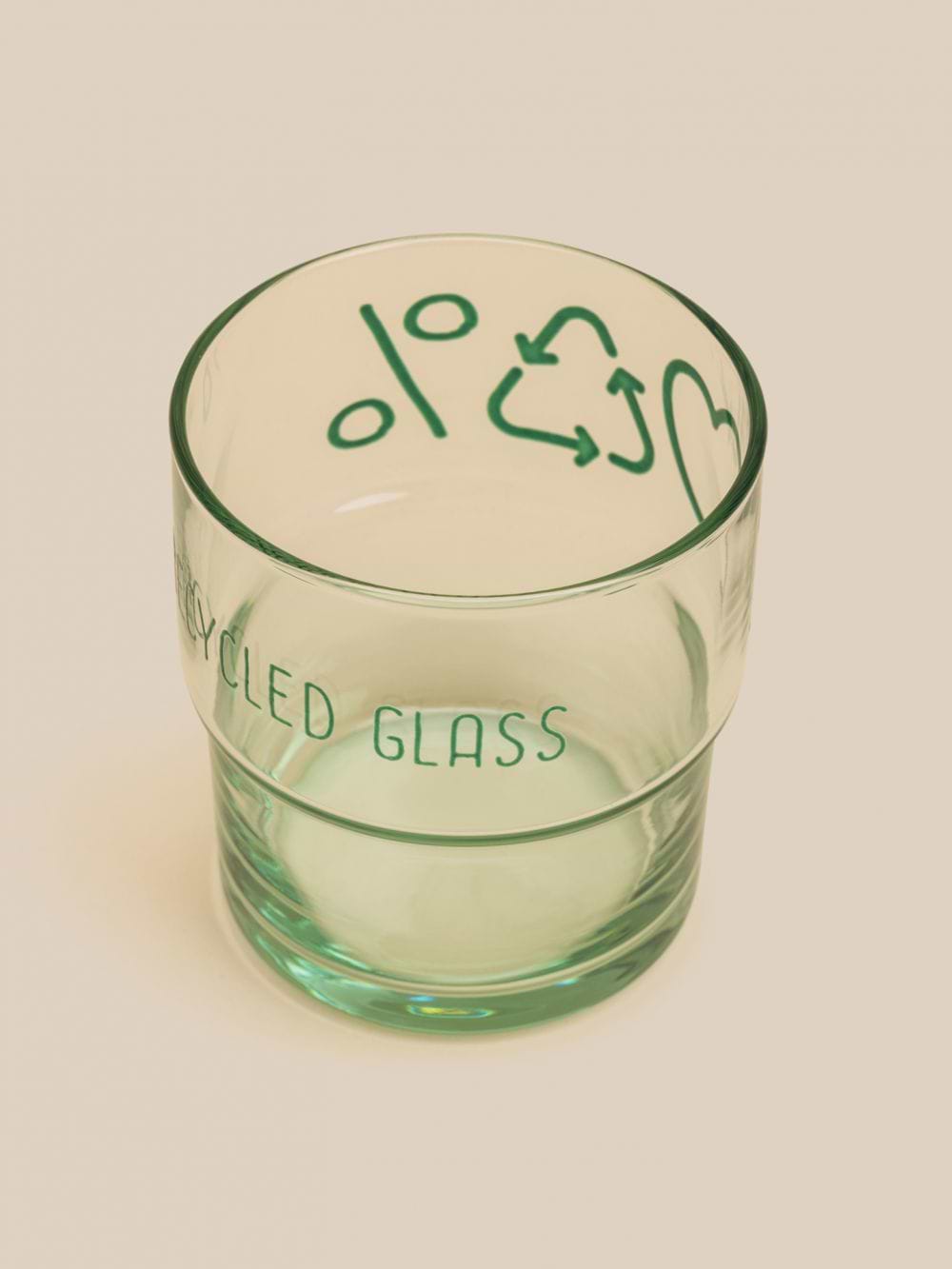 כוס זכוכית בחיתוך מיחזור נפח 300 מ”ל