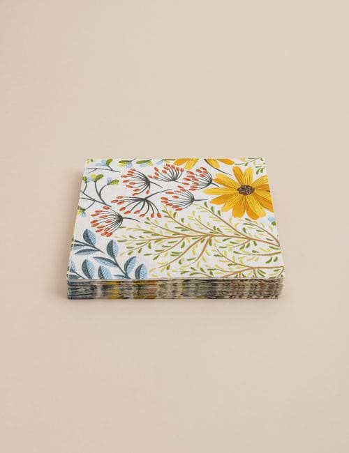 חבילת מפיות נייר בעיצוב פרחים צבעונים 16.5X16.5 ס”מ